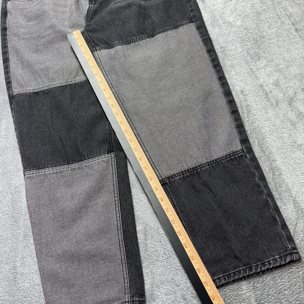 Patchwork Jeans Men's Size 34x26 Black Gray Colorblock Straight Denim‎ Pants